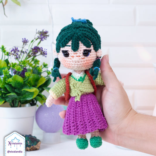 Maomao crochet doll, 19 cm/7.5 in, handmade amigurumi plush, Apothecary Diaries