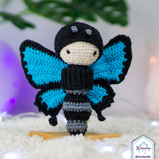 Butterfly caterpillar crochet plush - 5 in/13cm - handmade amigurumi