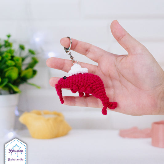 Mini shrimp from Veracruz (jarocho) crochet plush - 3 in/8cm - handmade amigurumi