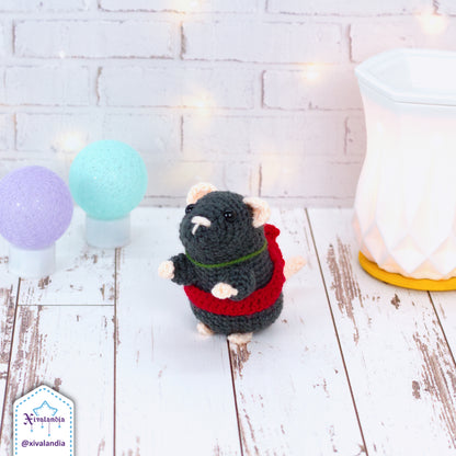 Rat Sebastian Plush, Ratcatcher, 12cm/4.5in, crochet amigurumi