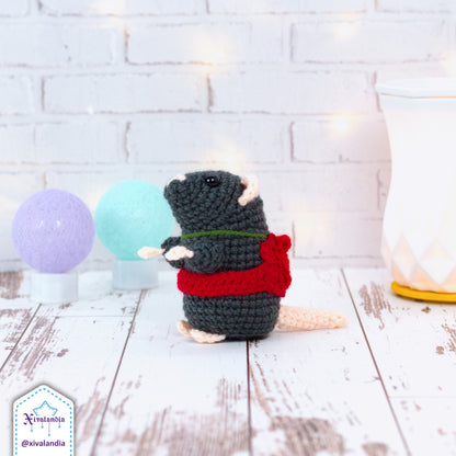 Rat Sebastian Plush, Ratcatcher, 12cm/4.5in, crochet amigurumi