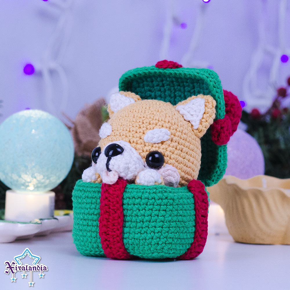 Peluche Perrito Shiba de Regalo 10 cm, crochet artesanal, amigurumi