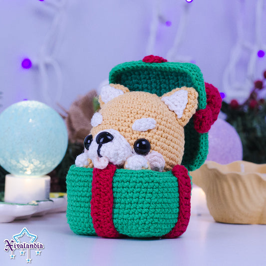 Peluche Perrito Shiba de Regalo 10 cm, crochet artesanal, amigurumi