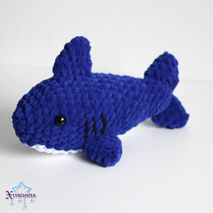 Shark crochet plush - 9.5 in/24cm - soft yarn amigurumi