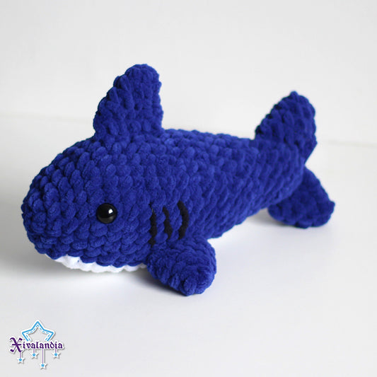 Shark crochet plush - 9.5 in/24cm - soft yarn amigurumi