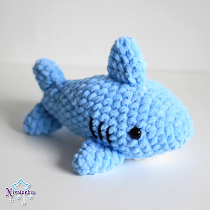 Shark crochet plush - 9.5 in/24cm - soft yarn amigurumi