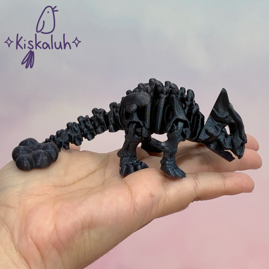 Anquilosaurio esqueleto, dinosaurio articulado 3D, 14 cm