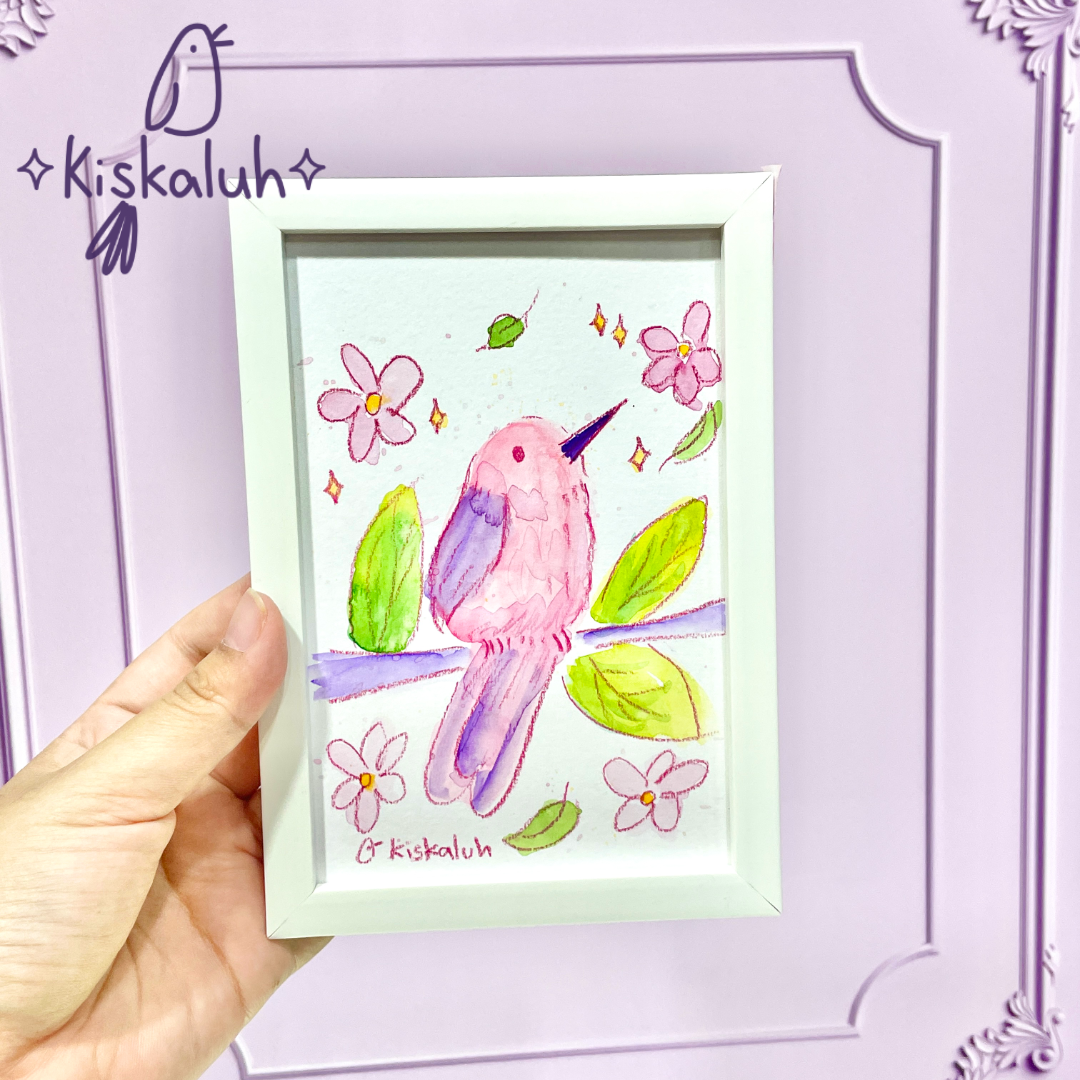 Arte original 4x6pulg. sobre papel, pintado a mano, con portaretratos - Varios diseños