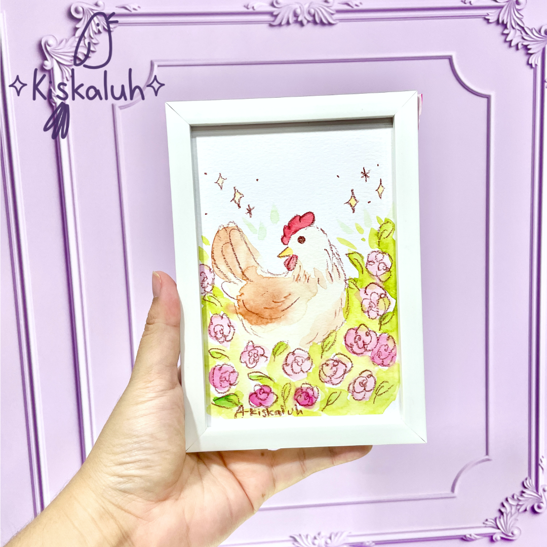 Arte original 4x6pulg. sobre papel, pintado a mano, con portaretratos - Varios diseños