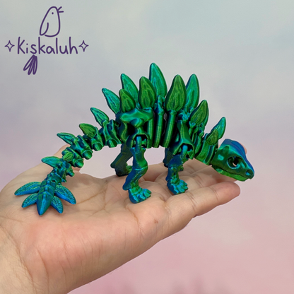Estegosaurio esqueleto, dinosaurio articulado 3D, 14 cm