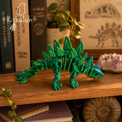 Estegosaurio esqueleto, dinosaurio articulado 3D, 14 cm