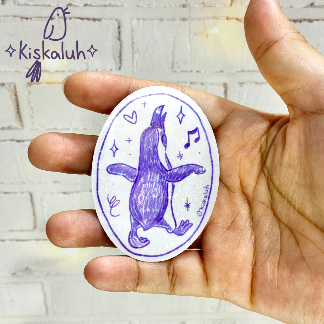 Pingüino bailando, Sticker vinil 7cm, Calcomanía pegatina