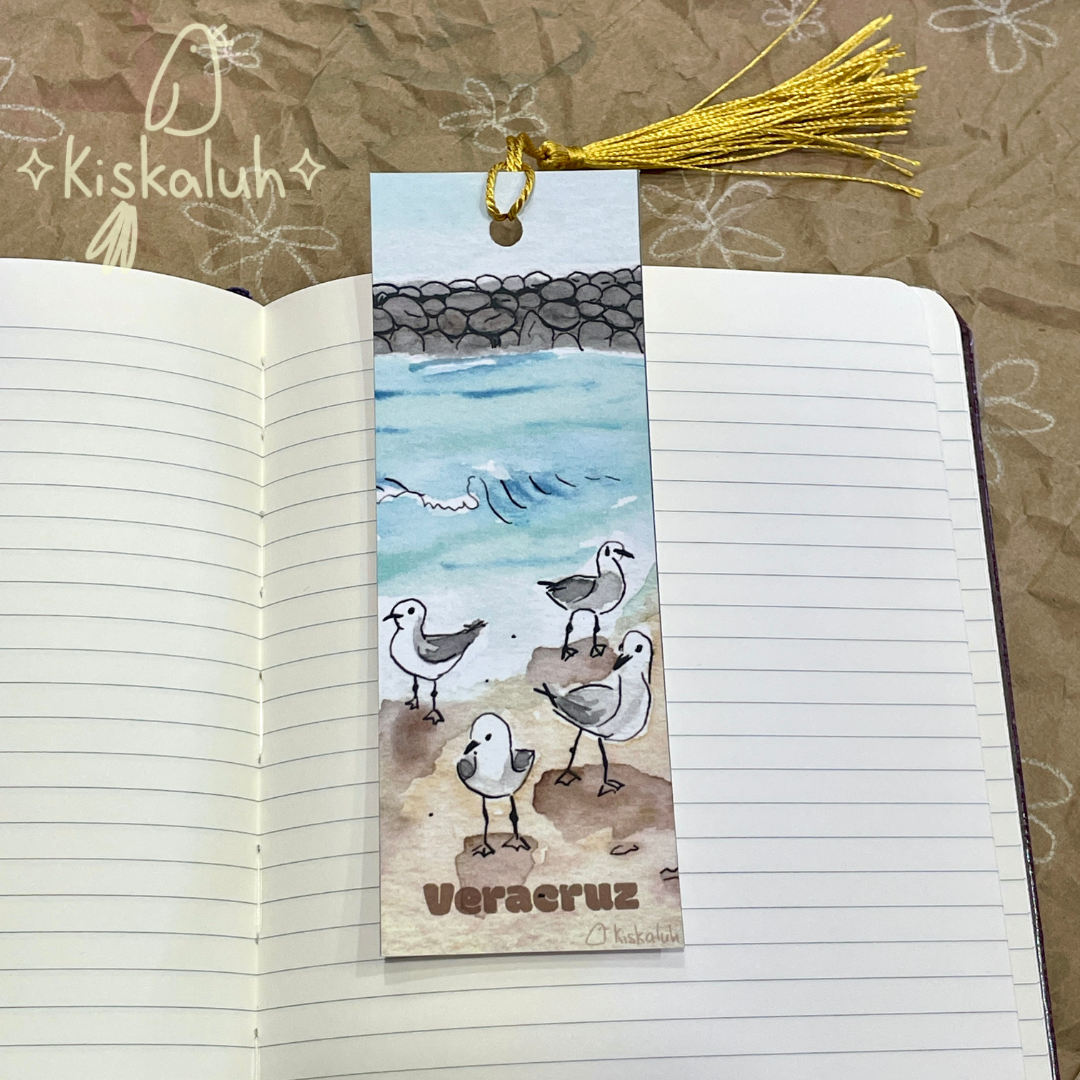 Gaviotas, Separador de libros, playa Veracruz, Bookmark