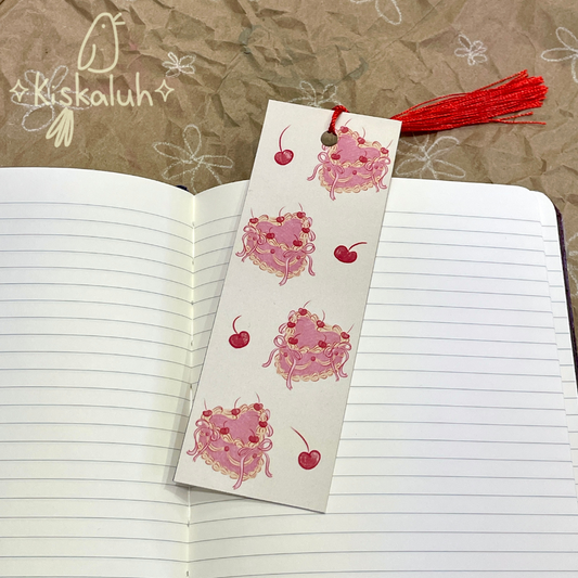 Separador de libros, Pastel Vintage y cerezas, Bookmark