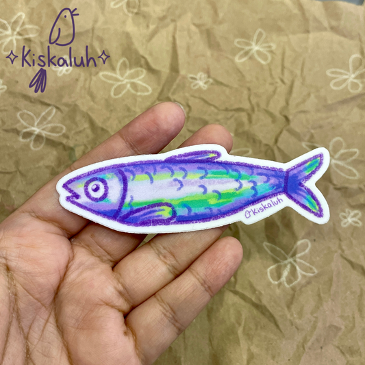 Pez Sardina Morada, Sticker Vinil Premium, Calcomanía pegatina