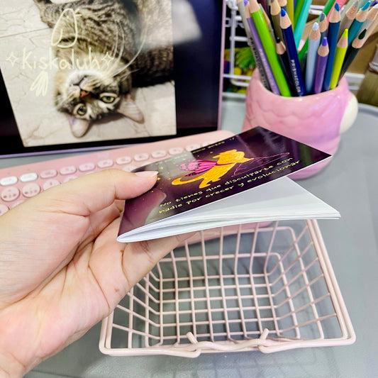 Gato mariposa, Libreta de bolsillo artesanal, 10x12 cm /3.9x4.7 in