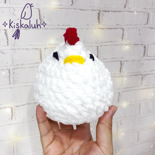 Gallina, peluche tejido afelpado, 10cm, crochet artesanal