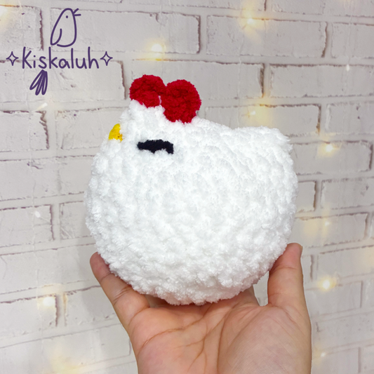 Gallina, peluche tejido afelpado, 10cm, crochet artesanal
