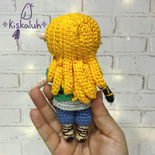 Muñeco tejido Link TOTK, 16 cm, crochet artesanal, peluche amigurumi