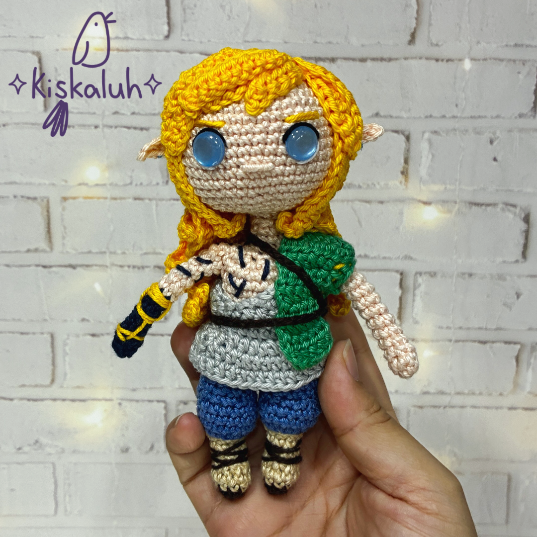 Muñeco tejido Link TOTK, 16 cm, crochet artesanal, peluche amigurumi