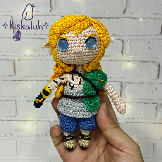 Muñeco tejido Link TOTK, 16 cm, crochet artesanal, peluche amigurumi