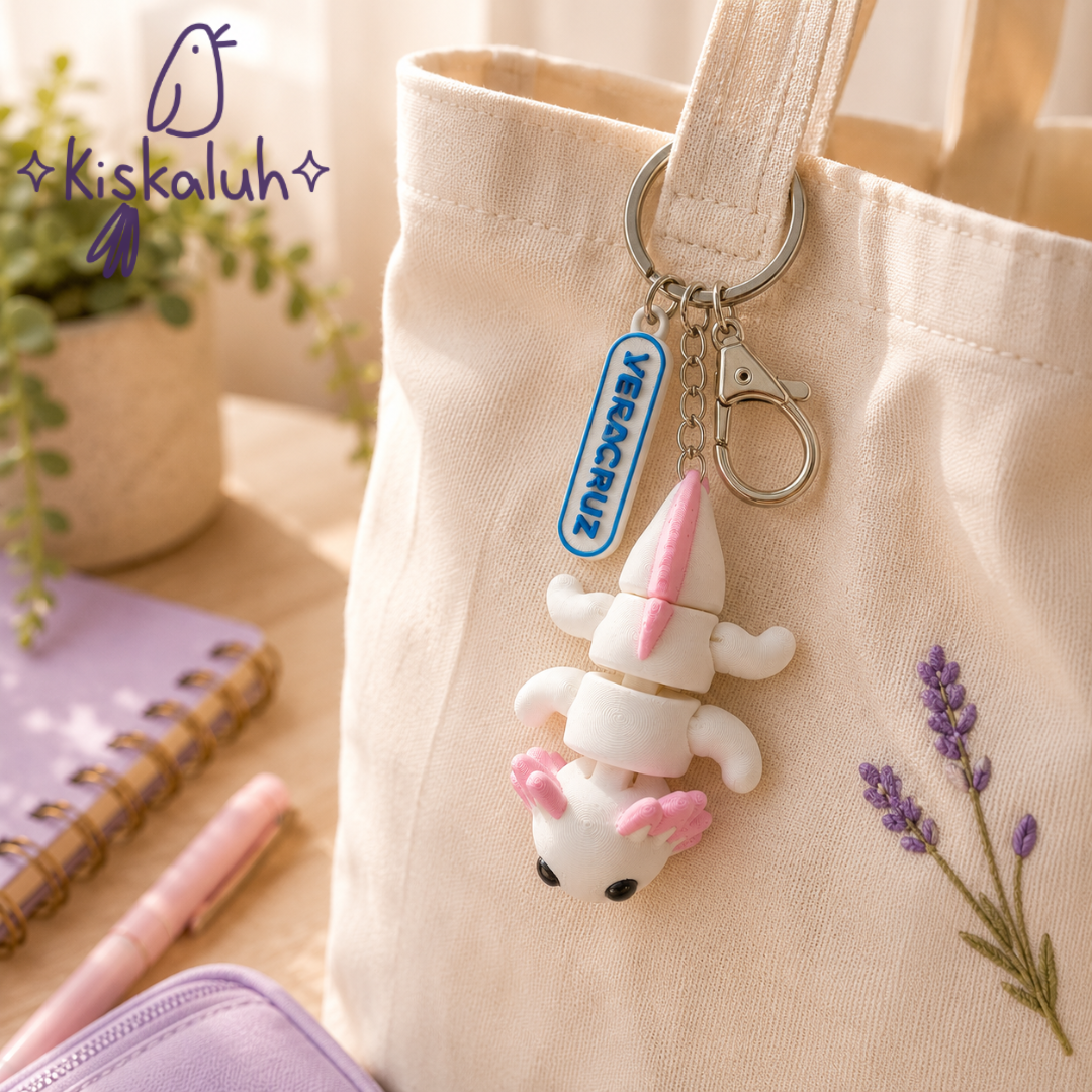 Ajolote Kawaii - Llavero Articulado 3D