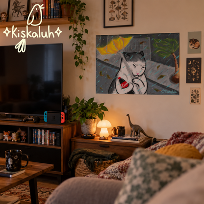 Poster Gato y su coquita, 46×61 cm / 18x24 pulg.