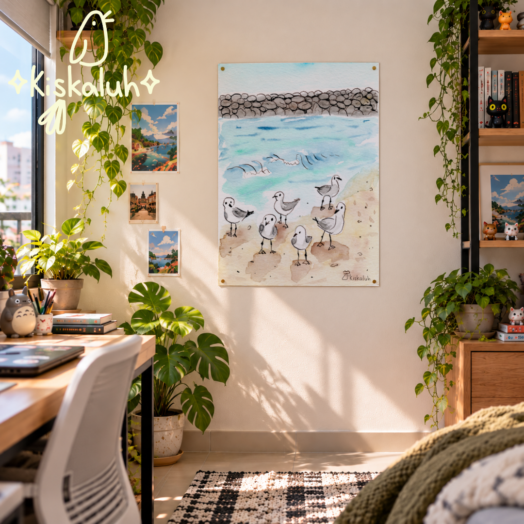 Poster Gaviotas en la playa de Veracruz, 46×61 cm / 18x24 pulg.