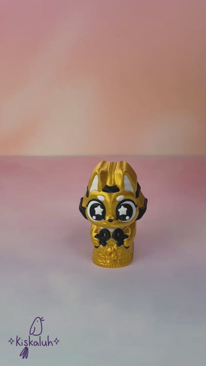 Anubis kawaii con sarcófago articulado 3D