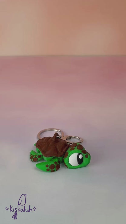 Tortuga articulada 3D, llavero bag charm, 6 cm