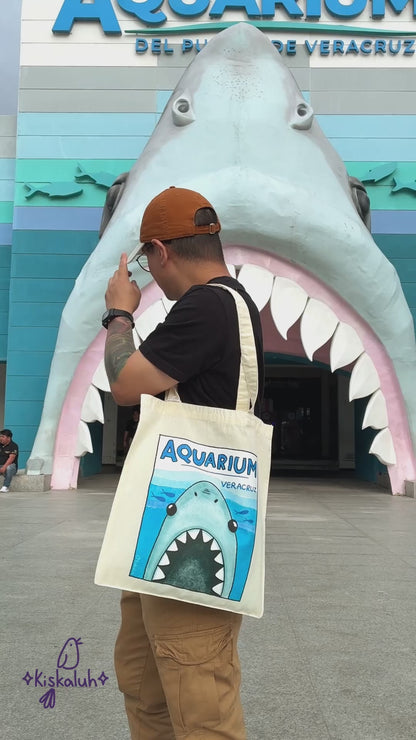 Aquarium, Tiburón del acuario de Veracruz, Tote bag, bolsa de manta