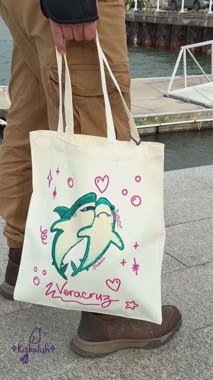 Couple of Sharks, Veracruz, Tote bag, canvas bag