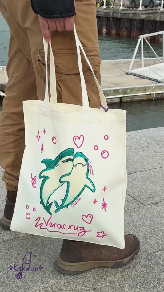 Pareja de Tiburones, Veracruz, Tote bag, bolsa de manta