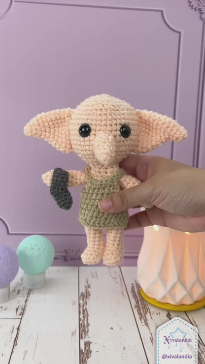 Dobby plush, Harry Potter crochet - 6 in/15cm - handmade amigurumi