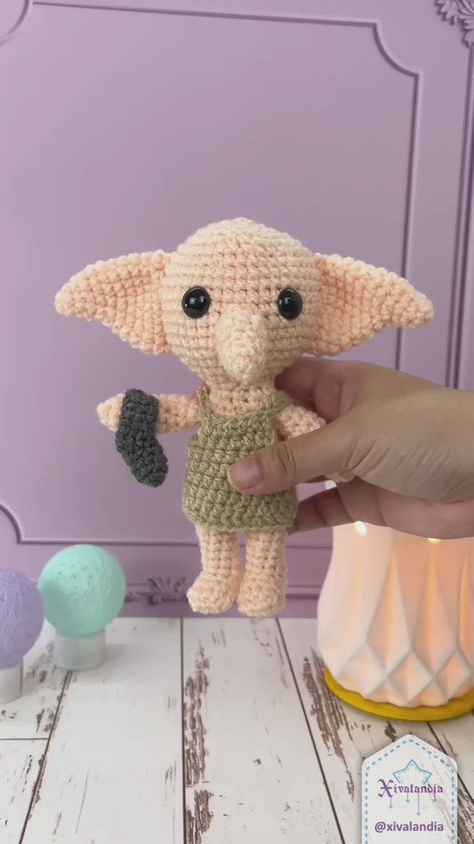 Dobby plush, Harry Potter crochet - 6 in/15cm - handmade amigurumi