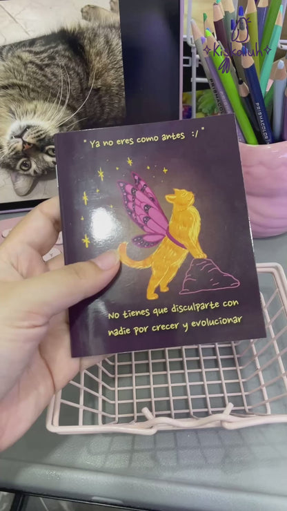 Gato mariposa, Libreta de bolsillo artesanal, 10x12 cm /3.9x4.7 in