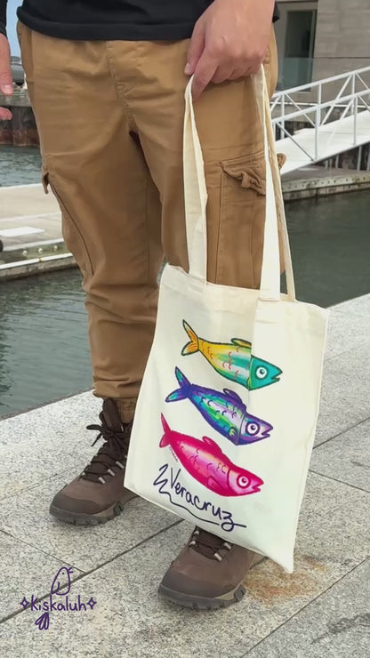 Sardines, 3 colors, Veracruz, Tote bag, canvas bag