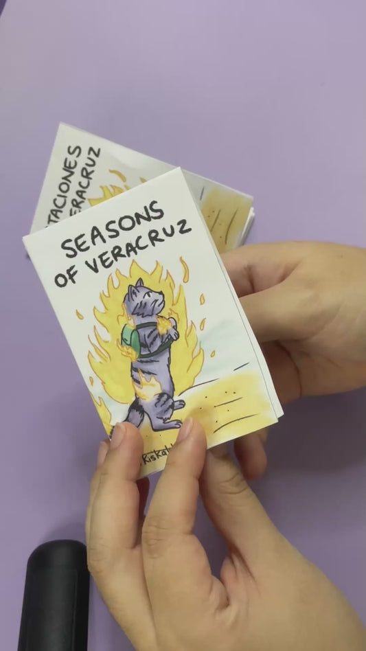 Seasons in Veracruz, Mexico, short story, mini zine, in English and Spanish, 7x10 cm / 2.5x4 in