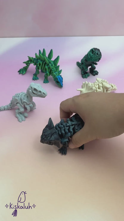 Anquilosaurio esqueleto, dinosaurio articulado 3D, 14 cm