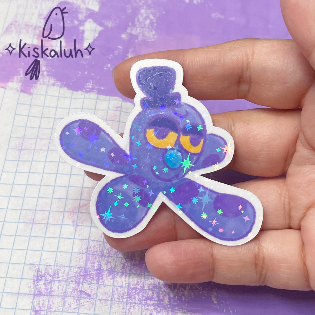 Mr. Octi, Vinyl Sticker 7cm / 2.75 in, purple octopus Decal Sticker