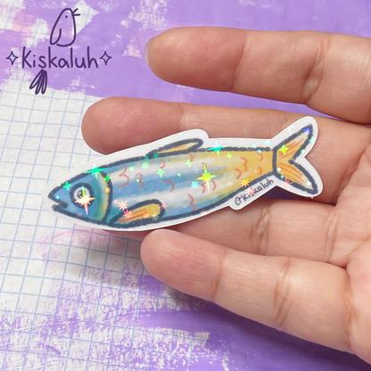 Pez Sardina, Sticker vinil 7cm, Calcomanía pegatina