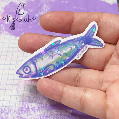 Pez Sardina, Sticker vinil 7cm, Calcomanía pegatina