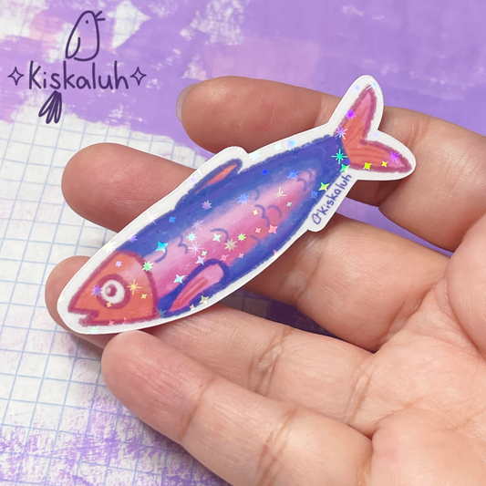 Pez Sardina, Sticker vinil 7cm, Calcomanía pegatina