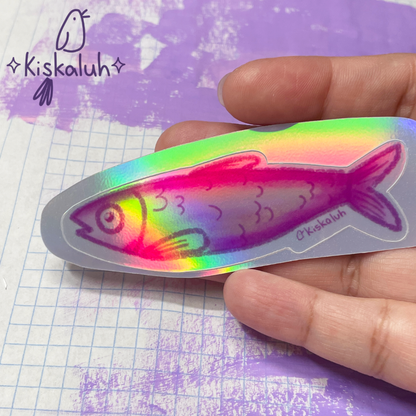 Pez Sardina, Sticker vinil 7cm, Calcomanía pegatina