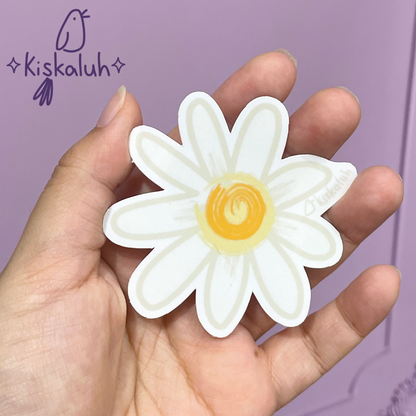 flor margarita blanca, Sticker vinil 7cm, Calcomanía pegatina