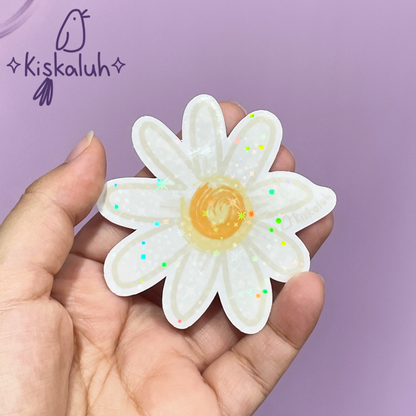 flor margarita blanca, Sticker vinil 7cm, Calcomanía pegatina