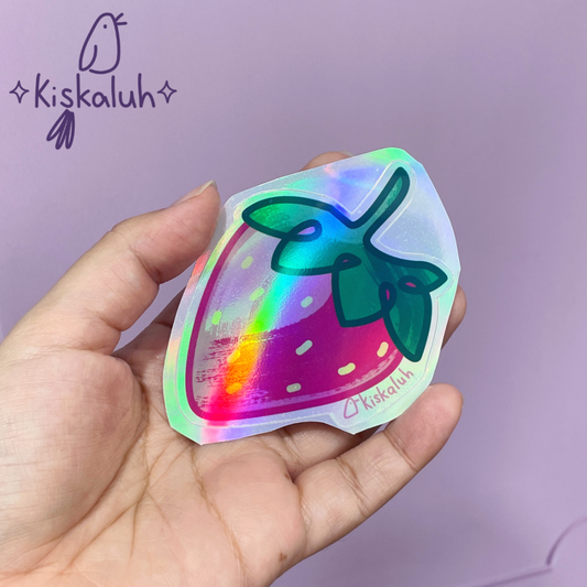 fresa rosa, Sticker vinil 7cm, Calcomanía pegatina