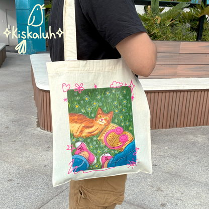 Cat and book, Tote bag, blanket bag