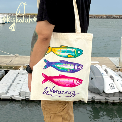 Sardines, 3 colors, Veracruz, Tote bag, canvas bag