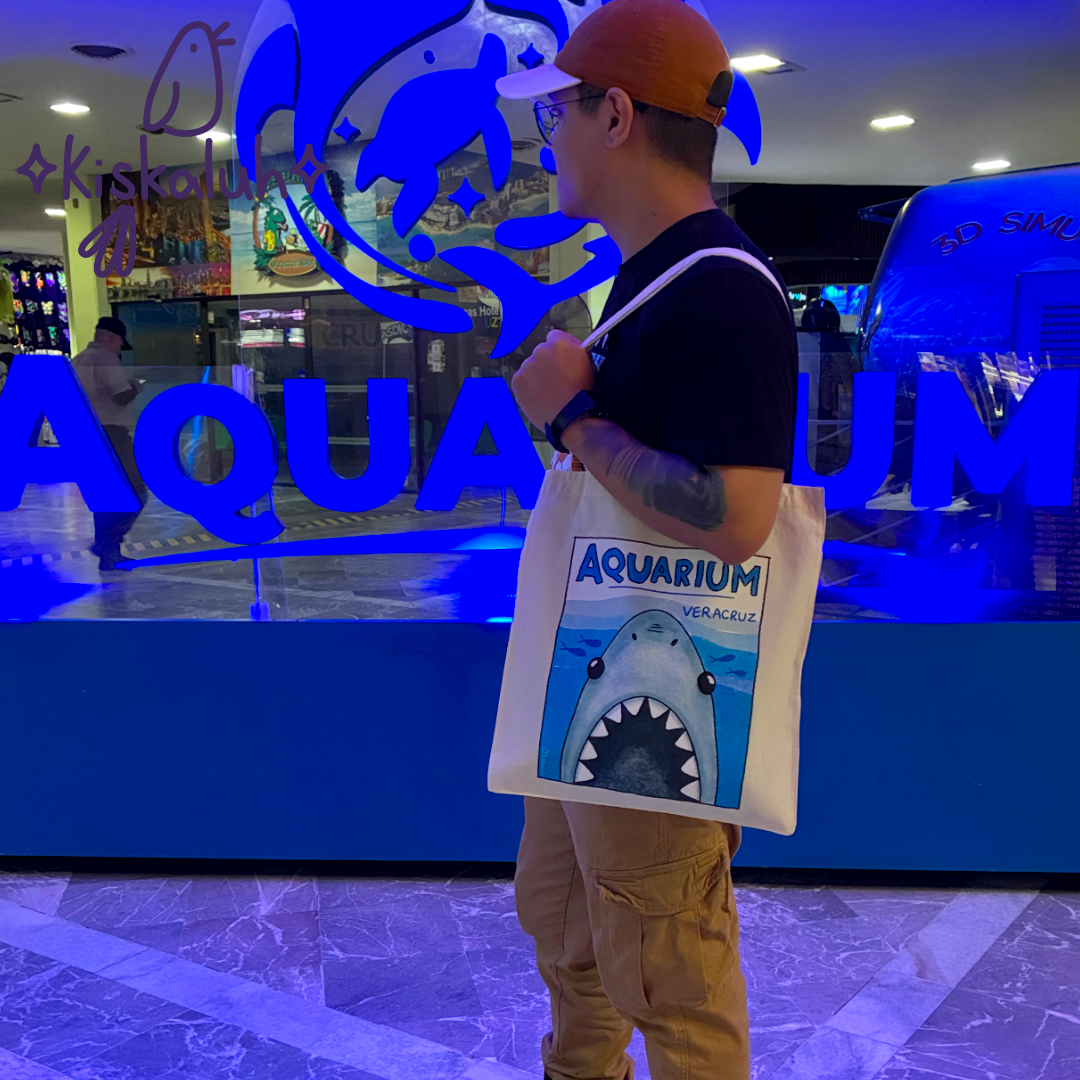 Aquarium, Tiburón del acuario de Veracruz, Tote bag, bolsa de manta
